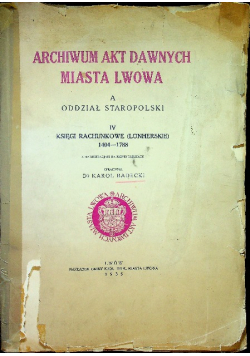 Archiwum akt dawnych miasta Lwowa 1936 r