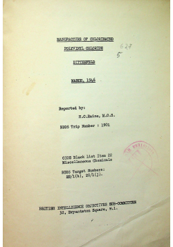 Manufacture of chlorinated polyvinyl chloride Bitterfeld 1946 r.
