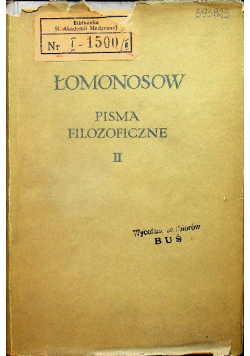 Łomonosow Pisma filozoficzne Tom II