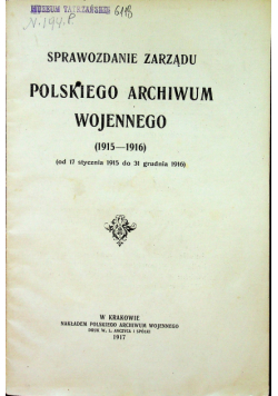 Sprawozdanie zarządu wojennego 1917r