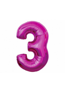 Balon foliowy cyfra 3 różowa 92cm