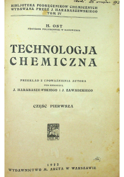 Technologja chemiczna 1922 r