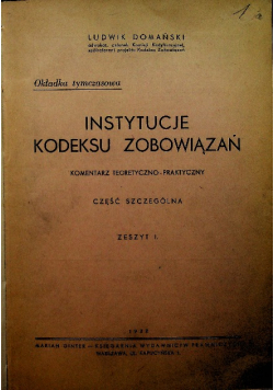 Instytucje Kodeksu Zobowiązań około 1938 r.