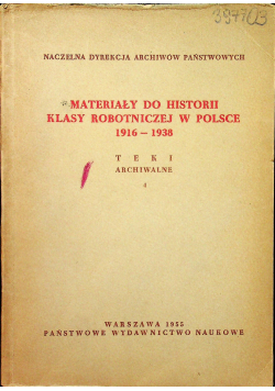 Materiały do historii klasy robotniczej w Polsce