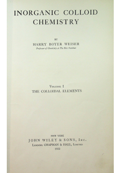 Inorganic colloid chemistry 1933 r