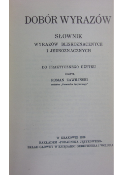 Dobór wyrazów reprint 1926 r