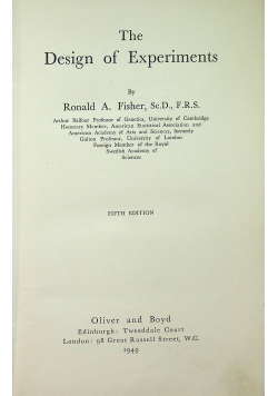 The design of experiments 1949r
