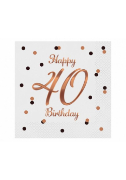 Serwetki B&C Happy 40 Birthday białe 33x33cm 20szt