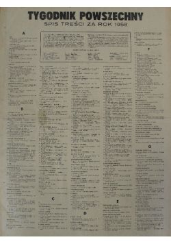 Tygodnik Powszechny Spis treści za rok 1958