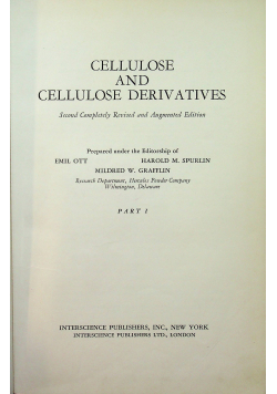 Cellulose and cellulose derivatives Part I