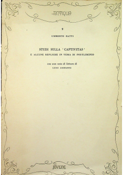 Studi sulla captivitas