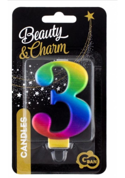 Świeczka cyferka 3 Beauty&Charm Galaxy 8cm