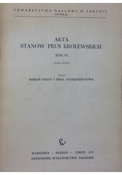 Akta stanów Prus Królewskich Tom 6