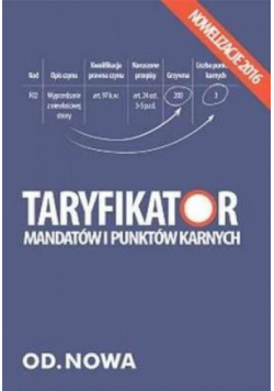 Taryfikator mandatów i punktów karnych 2016