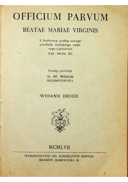 Officium parvum beatae mariae virginis