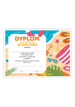 Dyplom A4 obozowy kolonie - Plaża 20szt