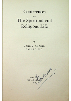 Conferences on the spiritual and religious life 1941r