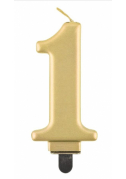 Świeczka cyferka 1 Beauty&Charm metalik złota 8cm