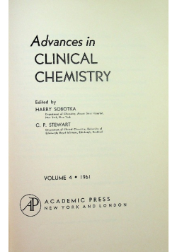 Advances in Clinical Chemistry Volume 4