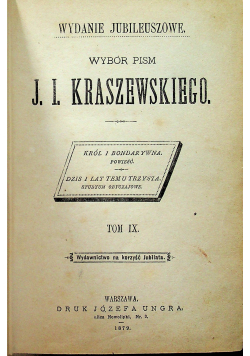 Kraszewski Wybór Pism Kraszewski Tom IX 1879 r.