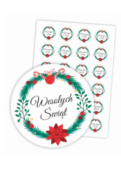 Naklejki świąteczne - Wesołych Świąt 01 24szt.