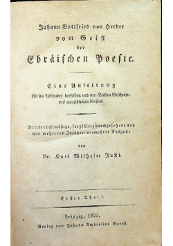 Vom Geist der Ebraischen Poesie 1825 r