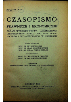 Czasopismo prawnicze i ekonomiczne rocznik XXXI 1938r