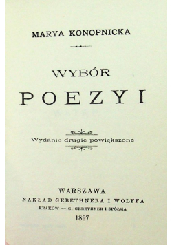 Konopnicka Wybór poezji Reprint z 1897 r.
