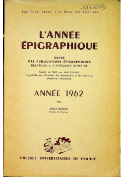 L annee epigraphique anne 1962