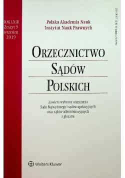 Orzecznictwo Sądów Polskich zeszyt 9