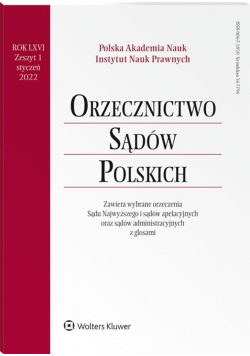 Orzecznictwo Sądów Polskich 1/2022