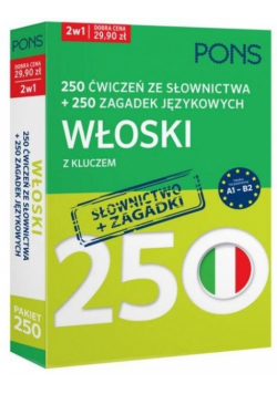 250 ćwiczeń/250 zagadek słownictwo. Włoski 2w1