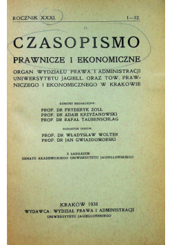 Czasopismo prwanicze i ekonomiczne Roczkik XXXI 1938 r