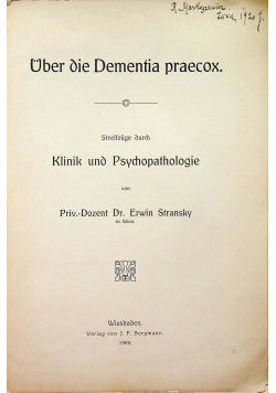 Uber die Dementia pracox 1909 r.