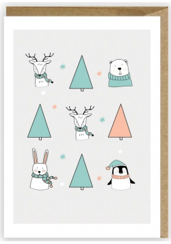Kartka Boże Narodzenie Zimowe zwierzaki, eko K067