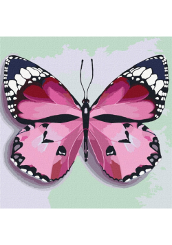 Malowanie po numerach - Różowy motyl 25x25cm
