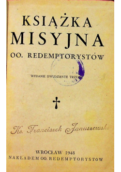 Książka misyjna OO. Redemptorystów 1948 r