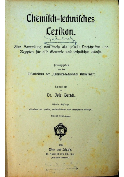 Chemisch - technisches Lexikon 1921r
