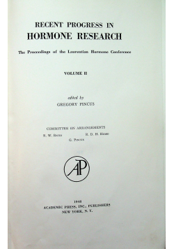 Recent Progress in Hormone Research Tom II 1948 r.
