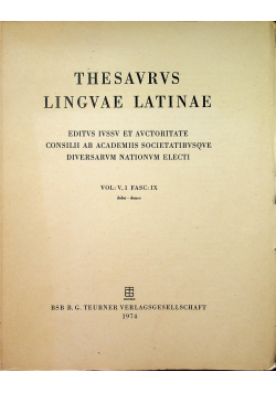 Thesavrvs lingvae latinae Vol V fasc IX