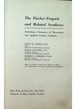 The fischer-tropsch and related syntheses