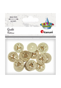 Guziki drewniane handmade with love 20mm 15szt