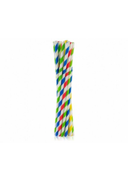 Rurki słomki pap. łamane paski MIX 6x200mm 100szt