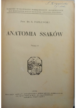 Anatomia ssaków tom IV 1939 r.