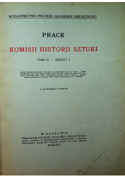 Prace Komisji Historji Sztuki tom IV zszyt 1 1927 r.
