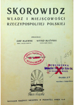 Skorowidz władz i miejscowości Rzeczypospolitej Polskiej ok 1923 r.