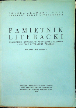 Pamiętnik literacki Rocznik LXIII Zeszyt 2