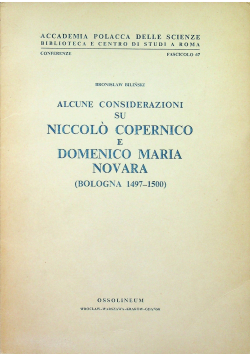 Alcune considerazioni su Niccolo Copernico e Domenico Maria novara