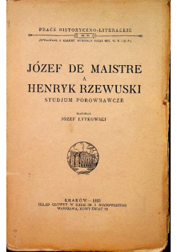 Józef De Maistre a Henryk Rzewuski 1925 r