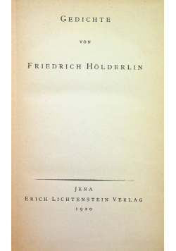 Gedichte von friedrich holderlin 1920 r.